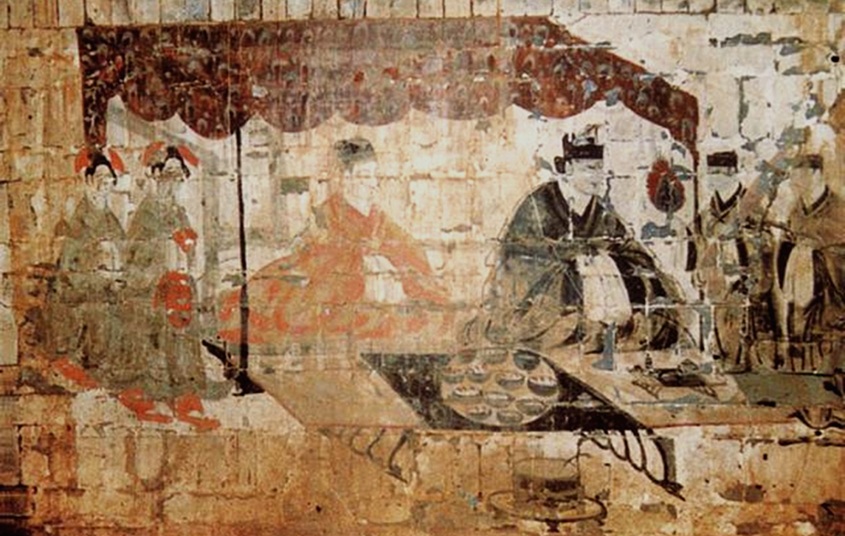  Eastern Han mural BM2 of banquet, ca. 220 CE (Zhucun)  Luoyang Ancient Tombs Museum